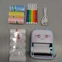 Mini Printer Portable, Inkless Sticker printer with 8 Rolls Paper, Bluetooth Wireless mini thermal printer Compatible with iOS + Android for Journal, Memo, Photo, Print Pod Gifts for Girls Kids