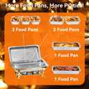 9Qt Chafing Dishes for Buffet, 4 Pack Gold 304 Stainless Steel Chafing Dish Sets, Complete Buffet Server and Warmers Set with Multiple Size Pans for Parties