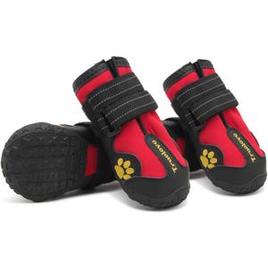 Truelove Dog Boots,Waterproof Pet Shoes with Reflective Straps for Paw Protectors Small Medium Large Dog Summer Winter Snow Outdoor Walking (Size 3: 2.56"x1.77" (L*W) (Pack of 4), Red)