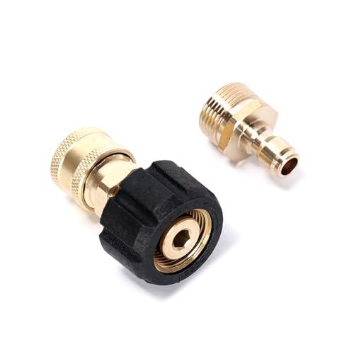 Ruimou 2PCS high Pressure Washer Adapter Set (M22-15mm Inner Diameter to 1/4 Female Head+M22-15mm Inner Diameter to 1/4 Male Head) for Connecting Universal Guns, Hoses, and Pumps,5000PSI