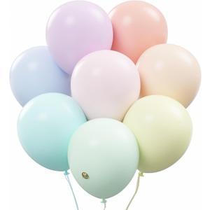 AFTERLOON Biodegradable Balloons 24 pcs Pastel Assorted 12 Inch, Matte Color Thickened Extra Strong Latex Helium Float, Colorful Bulk Color ballon Globos Para Decoration De Fiestas Kids Rainbow
