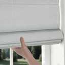 No Drill Roman Shades Cordless Blinds Blackout for Indoor Windows, Room Darkening Black Out Tension Rod No Hardware No Tools Inside Mount,Shade Size 46 Inch Wide 64 Inch High,Greyish‌ White