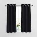 NICETOWN Black Out Curtains 54 inch Long 2 Panels Burg - Solid Thermal Insulated Grommet Blackout Curtain Drapes for Bedroom/Kids Room (Black, 2 Panels, W37 x L54)