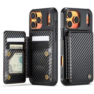 Vinich for iPhone 17 Pro Wallet Case with Card Holder, RFID Blocking Credit Slots Kickstand Shockproof Phone Cover Fit for iPhone 17 Pro 6.3" Carbon Black