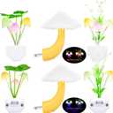 Mudder 6 Pack Mushroom Night Light LED Night Light Plug in Lamp 7 Color Changing Magic Cute Shaped Lamp Wall Decor for Adults Bathroom Home(Water Plants, Lotus Leaves, Mushroom)