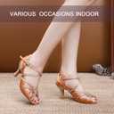 Ballroom Dance Shoes for Women Salsa Latin Dancing Shoes, Professional 3 Inch Ladies Satin Rhinestone Dance Heels, 3Mid Heel Suede Sole