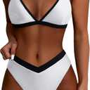 SUUKSESS Women Triangle High Cut Bikini Sets Sexy High Waisted 2 Piece Swimsuit, Size Medium