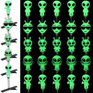 30 Pcs Mini Glow in the Dark Hair Clips Rave Hair Clips for Women Carnival Music Festival Holiday Party Supplies (Alien)
