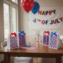 Sweetude 20 Pcs 4th of July Patriotic Gift Bags with Die Cut Handle Clear Plastic July 4th Party Favor Bags 250th Anniversary Decorations Independence Day Blue Red Star Goodie Bag, 7 x 10 x 3.15 in
