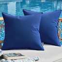 MIULEE Outdoor Pillow Covers Navy Blue Waterproof Decorative Patio Throw Pillow Covers Fade Resistant for Furniture Tent Couch Sofa Living Room Pack of 2 Spring Summer Pillowcases 20x20 Inch