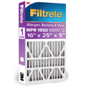 Filtrete 16x25x5 AC Furnace Air Filter, MPR 1550, MERV 12, Fits Honeywell & Trion AirBear, CERTIFIED Asthma & Allergy Friendly, Electrostatic Air Filter, 2-Pack
