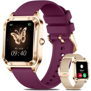 Smart Watch for Women, 1.6'' Bluetooth Call(Answer/Dial), Activity Fitness Tracker with Heart Rate/Sleep Monitor 100+ Sports Pedometer AI Voice, Smartwatch for Android iPhone Compatible (Rose Gold)