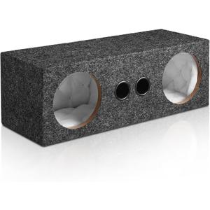Dual 6.5 Inch Car Audio Subwoofer Enclosure Box, Dual Sealed Carpet Covered Car Audio Vehicle Subwoofer Enclosure with 2 Slot Port Vent, Woofer Box for Improves Audio Quality