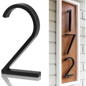 5" Metal Floating House Numbers,Ranslen Black Zinc Alloy Solid Modern House Address Number,Anti-Rust House Numbers Decorative Address Sign for Door Garden Mailbox with Nail Kit,Coated Black,Number(2)