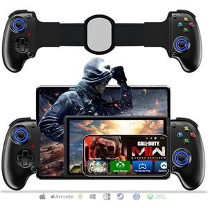 Mobile Cloud Gaming Controller for iPhone 16/15/14, iPad, Tablet, Android/PC/Switch/PS3/PS4 Gamepad Joystick with Turbo, Streaming on PS4/Xbox/PC, Hall Effect/Hall Trigger, 6-Axis Gyro Sensor Black