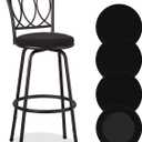 Deisy Dee 4PCS Round Bar Stool Seat Covers Stretch Round Chair Covers for 13-16 Inch Stool Chair (Black)