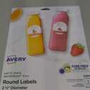 Avery Durable Waterproof Round Labels with Sure Feed Technology, 2.5" Diameter, White, Laser & Pigment-Inkjet Compatible, 72 Blank Labels Total, Great for Branding, Packaging, and More (22856)