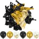 98pcs Graduation Themed Balloon Set Black and Gold Latex Balloons for Grad Party Decorations, Graduation Congratulations, Classroom Decor, and Celebration Supplies