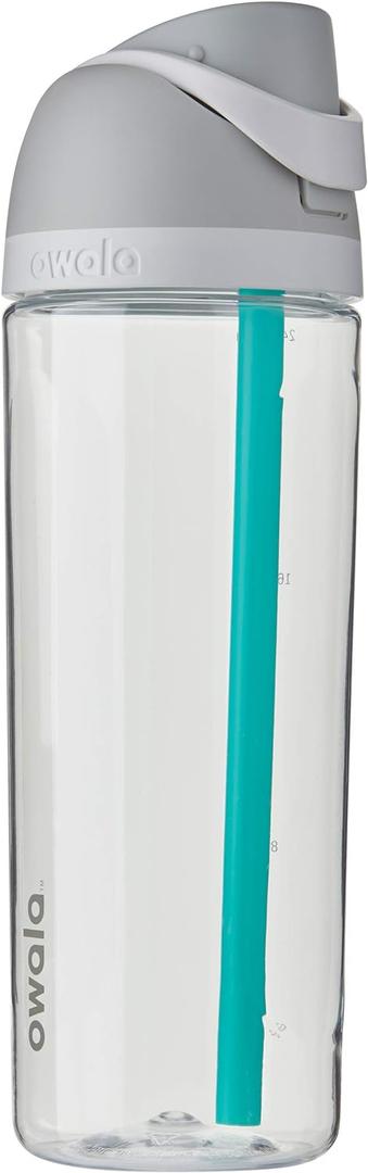 Owala FreeSip Clear Tritan Plastic Water Bottle with Straw, BPA-Free Sports Water Bottle, Great for Travel, 25 Oz, Shy Marshmallow