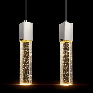 Mini Integrated Hanging Crystal Kitchen Island Modern Concise Pendant Ceiling Light Fixture,for Kitchen Island Dining Room Bedroom Hallway,UL Listed (Brushed Nickel, 2 Pack)
