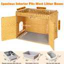 SZEE Cat Litter Box Enclosure Furniture, Hidden Litter Box with Mat, Handwoven Rattan Cat Houses for Indoor/Outdoor Cats, Large Litter Box Enclosure with 12 Edge for Living Room/Bedroom/Washroom