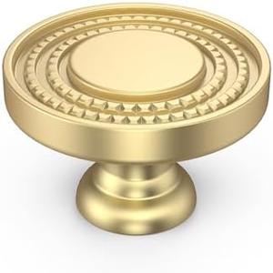 homdiy 25 Pack Solid Brushed Brass Cabinet Knobs - Gold & Zinc Alloy Dresser Knobs for Kitchen Hardware