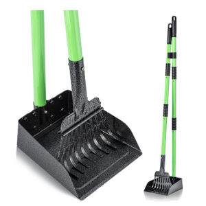 Heavy Duty Pet Waste Scooper With Rake-Stainless Steel, Extendable Handle, Non Slip Grip, Easy To Clean