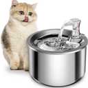 Homtyler Cat Water Fountain, Stainless Steel Inside Ultra-Quiet Pump, 2L/67oz Automatic Dog Dispenser Water Bowl, Multiple Pets Water Fountain