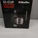 Mueller 12-Cup Drip Coffee Maker - Borosilicate Carafe, Auto-Off, Reusable Filter, Anti-Drip, Keep-Warm Function, Clear Water Level Window Coffee Machine, Kitchen Essentials & Accessories (Black)