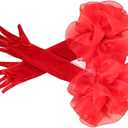 Huralona Women Long Puff Gloves Opera Velvet/Satin/Tulle Gloves Elbow Oversized Satin Ruffled Banquet Wedding Dance Party