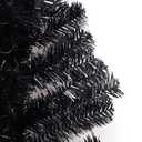 Juegoal Lighted Artificial Halloween Black Christmas Tree, 4FT Black Tinsel Pine Tree with 70 LED Purple Lights, 8 Modes & Timer for Home Party Decorations
