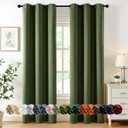 MIULEE Olive Green Blackout Curtains for Bedroom Living Room 84 Inches Long 2 Panels, Thermal Insulated Room Darkening Drapes Solid Grommet Top Noise Reducing Dark Green Window Treatments 40x84 Inch
