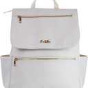 Premium Vegan Leather Diaper Bag Backpack  Large Designer Baby Bag, Stylish Diaper Backpack with Stroller & Crossbody Straps & Multiple Compartments (Ivory)