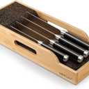 Bamboo Knife Drawer Organizer Insert Dock, Kitchen Steak Knives Organizer Storage for Any Chef
