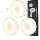3 Pack Motion Sensor Light Indoor, Upgraded 14 LEDs Night Light USB Rechargeable, 3 Light Modes & Long Last Battery, Cordless Magnetic NightLight for Closet, Bedroom, Stairs - Warm White