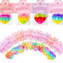 JOYIN 30 Packs Valentine's Day Gift Cards with Heart Pop Bubble Keychain, Mini Pop Squeeze Toys, Stress Relief Fidget Toys for Kids Party Favors, Classroom Exchange and Game Prizes