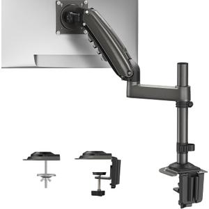 HUANUO Single Monitor Arm, Adjustable Desk Mount for 13-34 inch Screens, Holds 19.8lb, 22.44 inch Max Height, Full Motion Swivel Monitor Stand with VESA 75x75mm and 100x100mm Compatibility (Black)