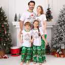 Christmas Pajamas for Family Matching Holiday PJ's Jammies Sets with Short Sleeve Tee and Pants Sleepwear Loungewear (Large, Green Light Ball)