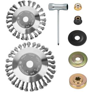 6+8" Unbreakable Wired Trimmer Blade,Steel Wire Cutter Trimmer Head, Compatible with Stihl Straight Shaft Trimmer, Weed Eater Head with Adapter Kit for Lawnmower, Moss Grass Rust Removal