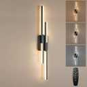 Benkut Modern LED Wall Sconce Black Remote Wall Light Fixtures for Bathroom, Dimmable Vanity Light Indoor LED Remote Wall Sconce for Living Dining Room Bedside Bedroom (3000-6500K 35.4inch)