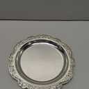 Teecyhooo 6 Pcs Silver Serving Platter Tray Jewelry Display Tray Decorative Dessert Plates Vintage Coffee Table Perfume Jewelry Organizer for Wedding Party Centerpiece (Round)