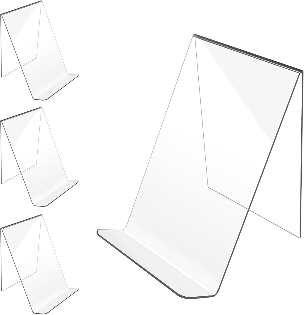 trophable Acrylic Book Stand, 4x5 Inch Clear Book Display Easel Clear Acrylic Holder for Displaying Picture Notebooks Music Sheets Artworks CDs,etc (Clear 2mm/Thick)