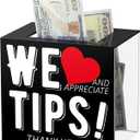 Acrylic Tip Jar for Bartender Bars 6 x 4 x 5 Inch Tip Collection Box Donation Suggestion Box Money Storage Container for Restaurants Musicians Driver
