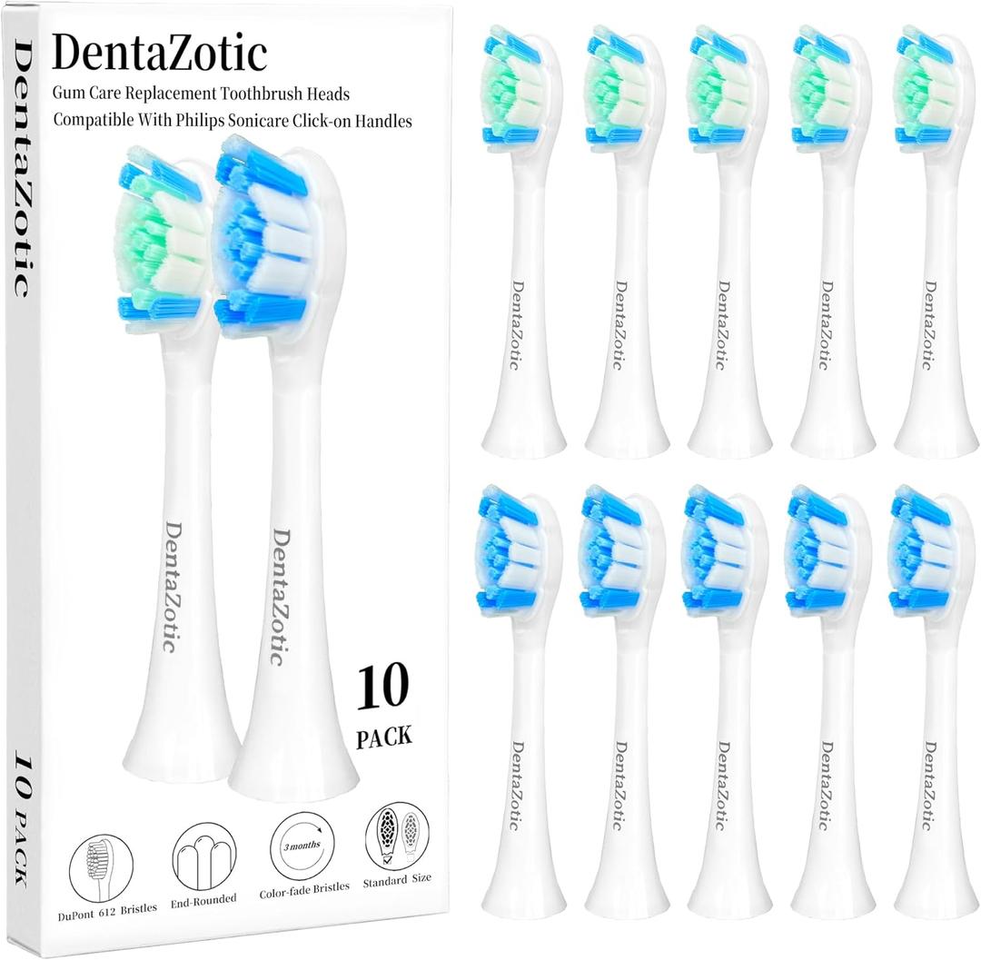 Gum Care Replacement Heads for Philips Sonicare, Electric Toothbrush Replacement Heads for Adults, Soft Bristles, White 10 Pack