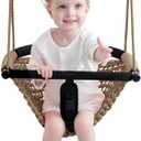 2 -in- 1 Toddler Swing. Swing Seat for Kids with Adjustable Ropes, for Kids Heavy Duty Rope Play Secure Children Swings Set, for Outdoor Indoor, Backyard. Upgrade Product (Light Brown)