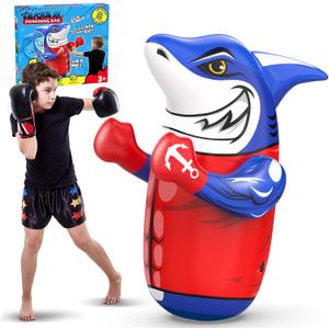 2025-Updated Shark Inflatable Punching Bag for Kids, 47'' Shark Toys for Kids, Uniquely-Designed Durable Indoor & Outdoor Toys Birthday for 3-8 Years Old Boys