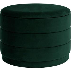 23" Round Velvet Storage Ottoman with Reversible Lid, Soft Padded Footrest and Hidden Storage, Large Upholstere Tray Top Ottoman Footstool for Living Room, Bedroom, Entryway, Bottle Green