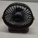 SWEETFULL 6.5 Inch USB Small Desk Fan, 3 Speeds Quiet Portable Desktop Table Fan, 360 Adjustment Personal Mini Fan for Home Office Car Outdoor Travel (Black wood grain)