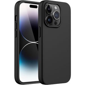 JETech Silicone Case for iPhone 14 Pro Max 6.7-Inch, Silky-Soft Touch Full-Body Protective Phone Case, Shockproof Cover with Microfiber Lining (Black)