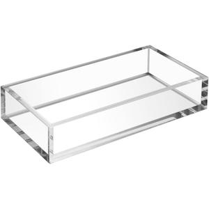 HIIMIEI Acrylic Napkin Holder Tray, 8mm Thick Acrylic Guest Towel Holder, Crystal Clear Table Cocktail Napkin Holder for Bathroom, Restaurant, Office, Commercial, Kitchen, Party (8.3*4.7")